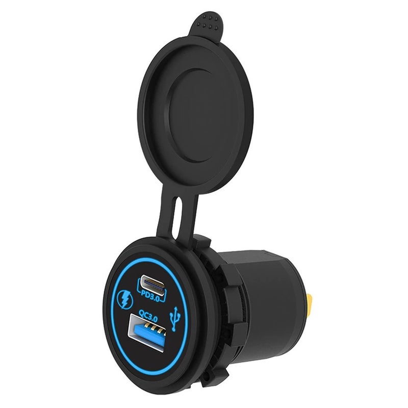 Bluejw 66W Dual Port Car Charger: 36W QC3.0 USB A + 30W USB C PD Fast Charging for 12V/24V Automobile Chargers, Bus, Truck - Quick Charge Outlet Socket - Image 2